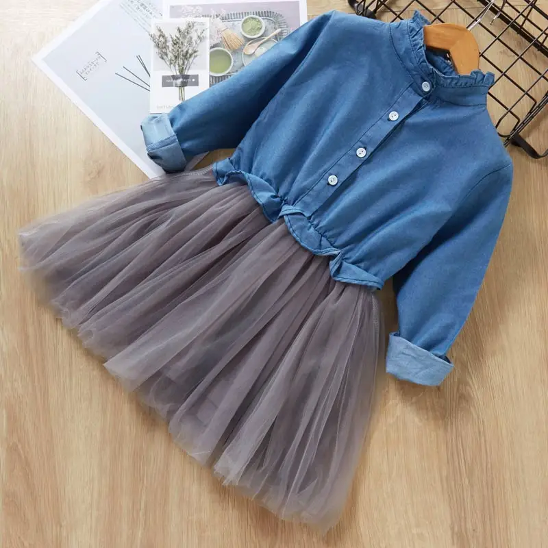 Bear leader/платья для девочек новое весеннее платье для маленьких девочек платье принцессы в полоску с бантом и длинными рукавами для девочек, детская одежда vestidos - Цвет: az1531   blue