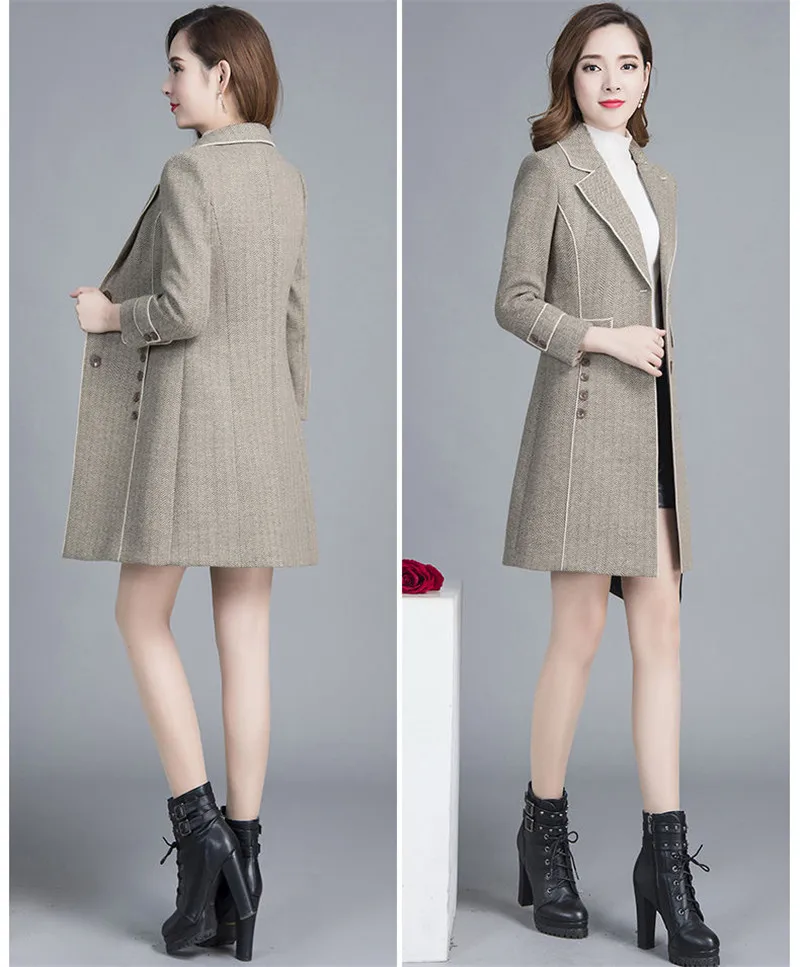 Manteau en laine pour femmes, nouvelle collection automne-hiver 2021, manteau à la mode pour femmes d'âge moyen, veste en laine pour mères, manteaux de base, costume col A Manteau en laine pour femmes, nouvelle collection automne-hiver 2021, manteau à la mode pour femmes d'âge moyen, veste en laine pour mères, manteaux de base, costume col A