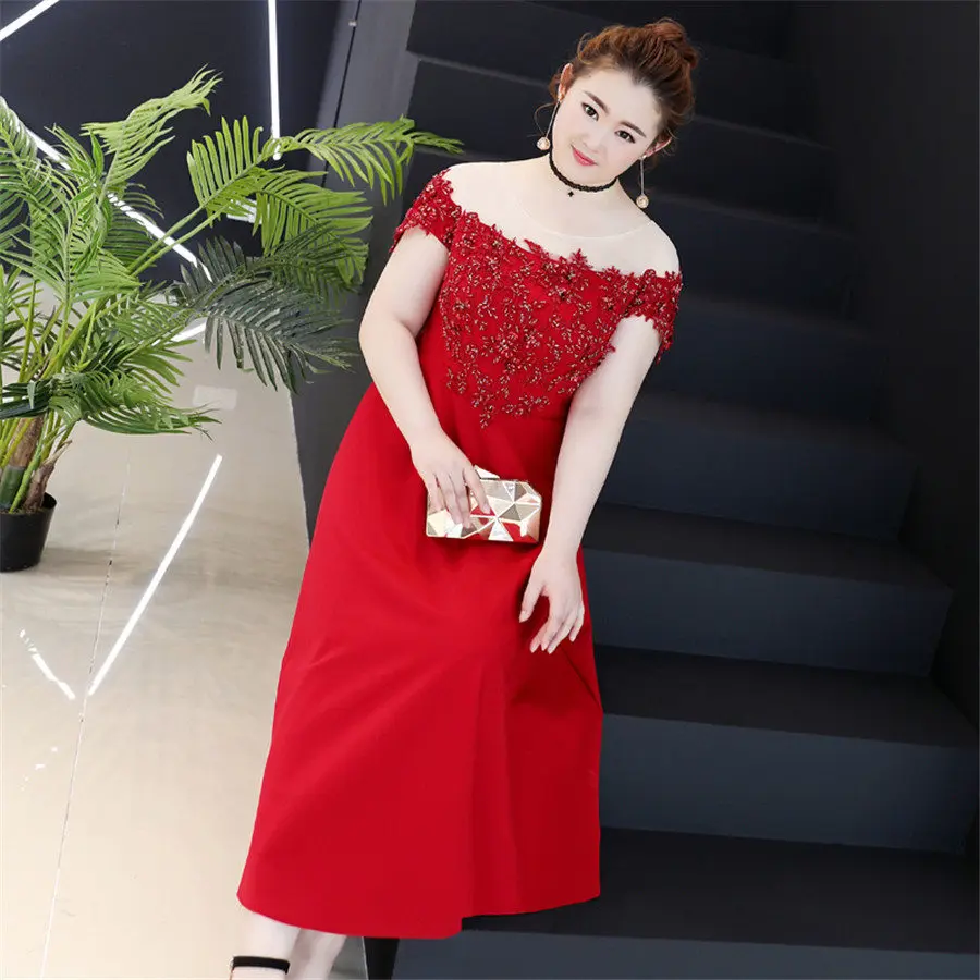 Вечерние платья Украшенные бисером короткий рукав o-образный вырез Vestidos De Gala T534 размера плюс платья женские вечерние бордовые элегантные платья для выпускного вечера