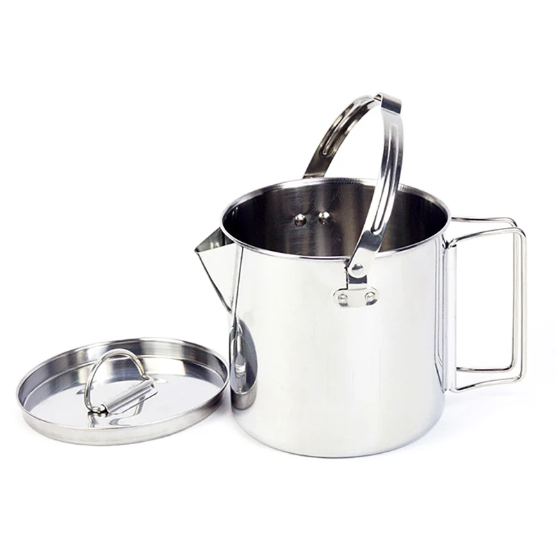 

1.2L Outdoor Kettle Stainless Steel Boiling Water Hanging Pot Tableware Cookware For Cooking Coffee camping equipment