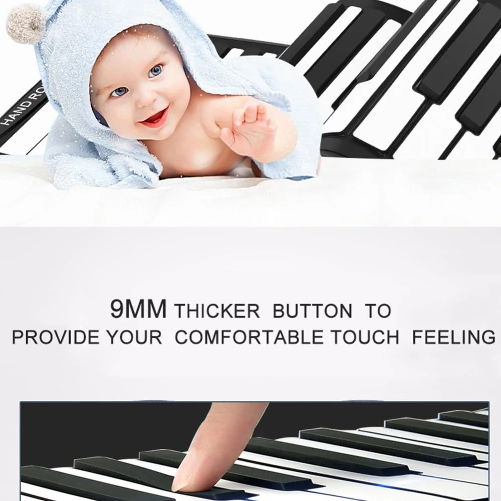 Портативное профессиональное умное складное пианино с 61 клавишей, силиконовое ручное электронное рулонное пианино, инструмент для начинающих