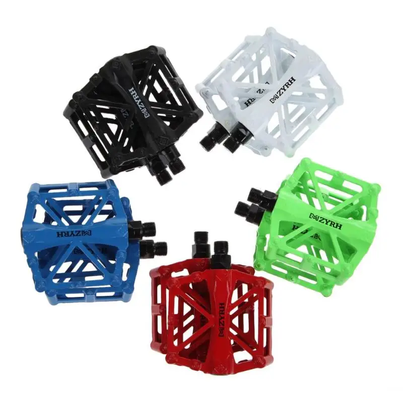 cheap Mountain Bike Pedal MTB Pedals BMX Bicycle Flat Aluminum alloy Pedal Nylon Multi Colors MTB Cycling Sport Ultralight Accessories