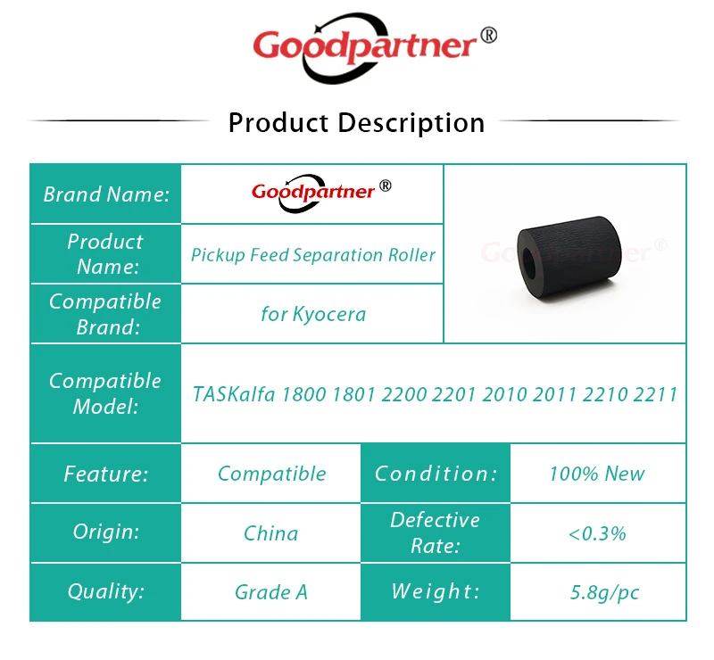Rolo do Recolhimento para Kyocera 1800 1801 2200 2201 2010 2011 2210 2211 302f906230 302f909171 302ng94120 Separação da Alimentação da Polia 10 Peças - Imagem 3