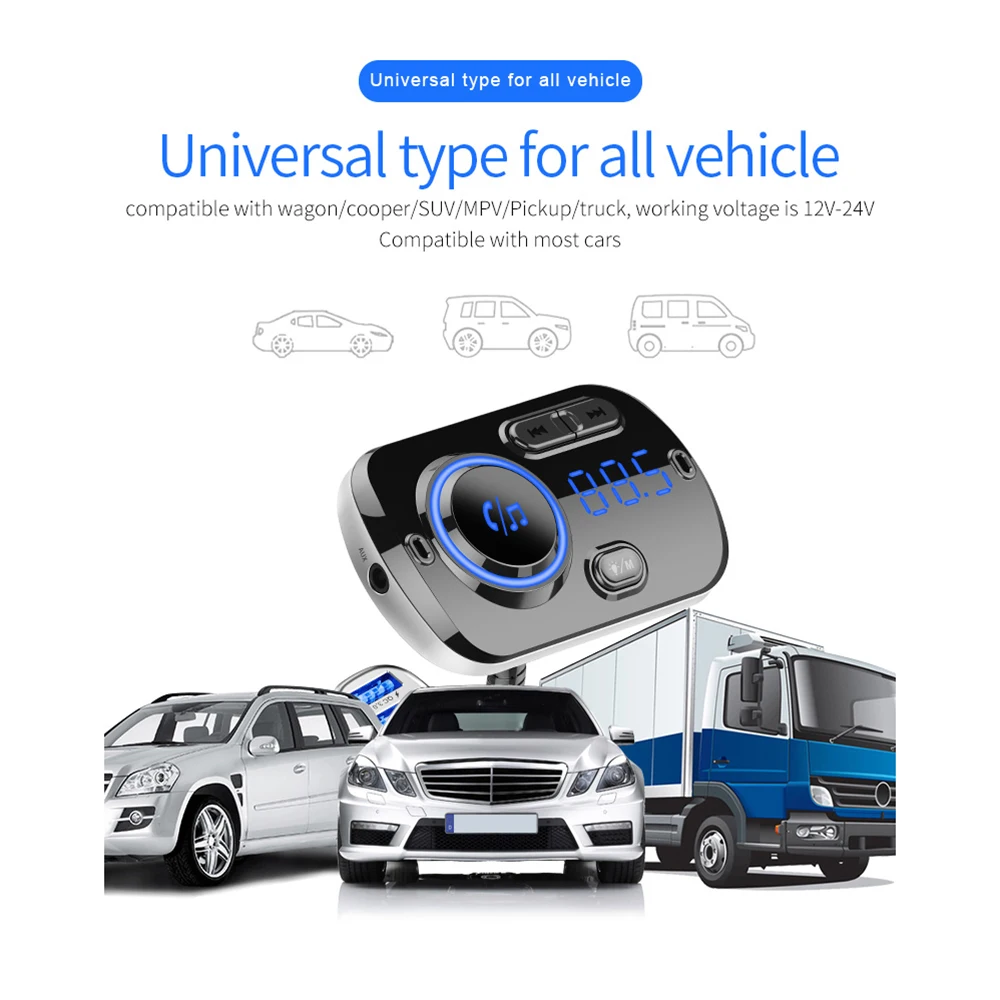 Hands-free вызов Bluetooth fm-передатчик автомобильный комплект беспроводной MP3-плеер 5V1A USB Автомобильное зарядное устройство Поддержка 2 телефонов подключение tf-карты
