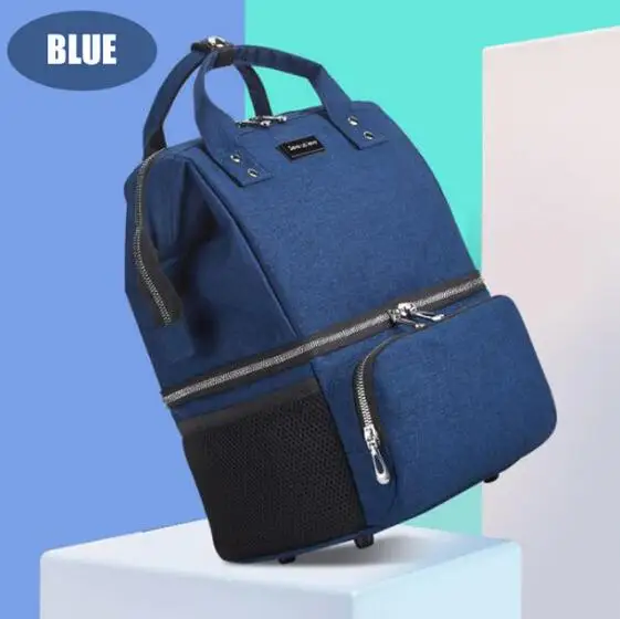 Сумка для детских подгузников, сумка для бутылочек с молоком, сумка для детских колясок, водонепроницаемая сумка Оксфорд, сумка для мам, пеленки для ухода, рюкзак для беременных - Цвет: blue