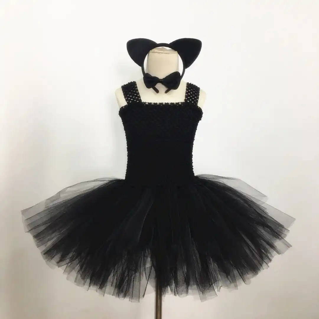 新ハロウィンコスプレ衣装子供のためのかわいい黒猫チュチュドレスパーティーファンシー服 女の子のコスチューム Aliexpress