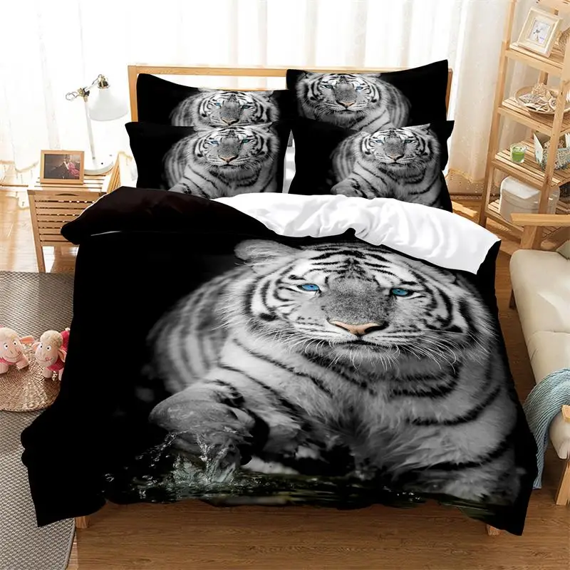White Tiger Bedding Set Duvet Cover Set 3d Bedding Digital Printing Bed