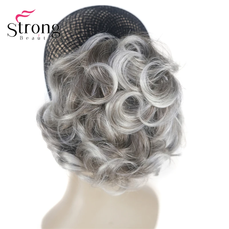 Silver Short Natural Wave Ponytail Hair Extension With Claw Clip In Hairpiece COLOUR CHOICES StrongBeauty fake hair extensions