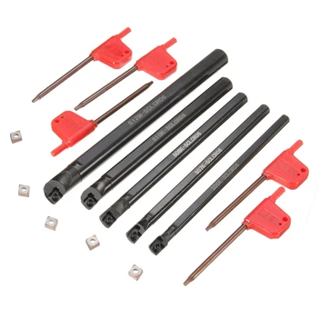 

Boring Bar Tunring Tool SCLCR 6 7 8 10 12mm with 5Pcs CCMT0602 Insert 95 Degree Right Hand Blade Inserts Turning Tool Set