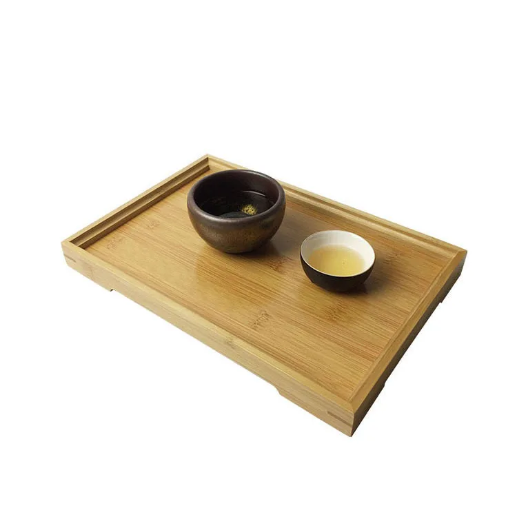 

Japanese Style Simple Right Angle Tea Tray Solid Wood Rectangular Household Hotel Restaurant Large Small Tea Cup Storage Bamboo
