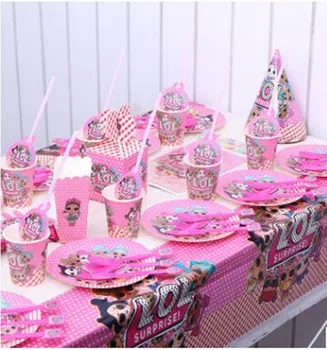 

152Pcs Surprise Dolls Theme Disposable Tableware Sets Children's Day Kids Birthday Decoration Event Supplies Various Maker