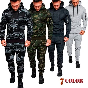 

2pcs/set Mens Slim Fit Tracksuit Set Pullover Hoodies Sport Gym Skinny Jogging Joggers Sweat Pants Trousers Sets Casual Full