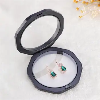 

3D Floating Frame Shadow Box Display Case Coin Box Jewelry Display Show Case with Rectangle Base 12.8cm Diameter (Black)