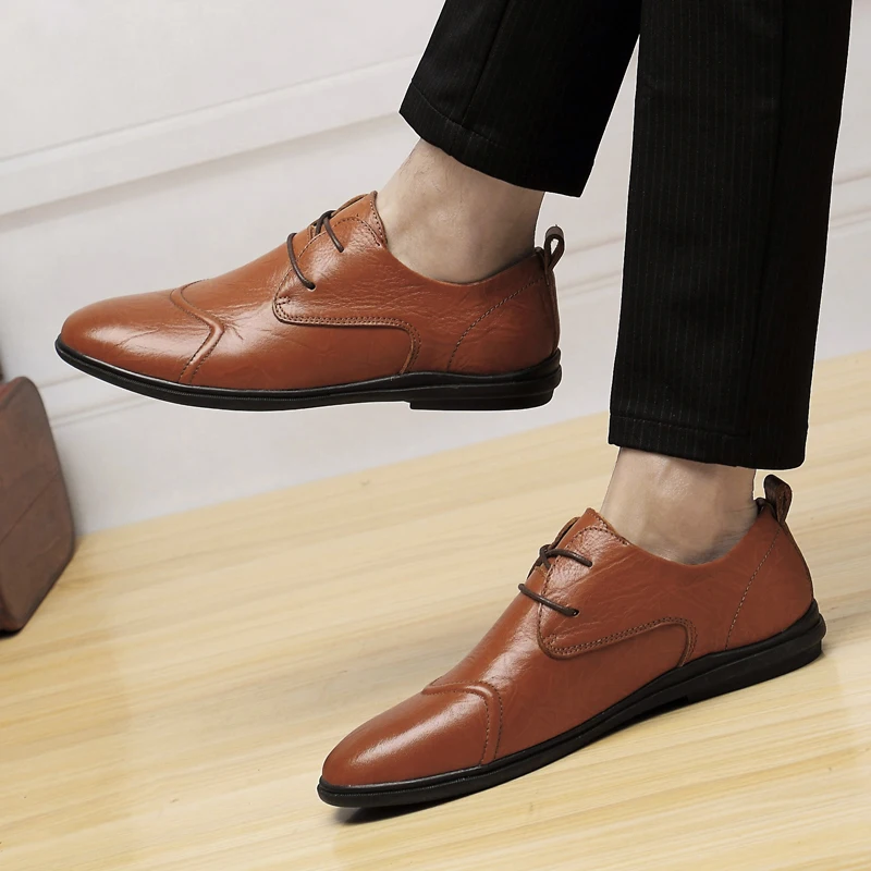 

Natural Leather Flats Casual Shoes Men Plus Size Slip On Men Loafers Moccasins Non-Slip Driving Men Shoes Zapatos Hombres