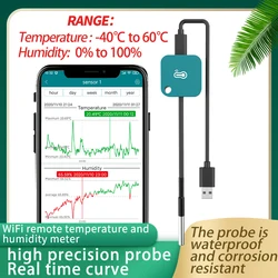 Sonde externe Wifi, capteur de température et d'humidité, alarme de puissance, thermomètre Wifi, hygromètre, enregistreur de données, détecteur pour application 