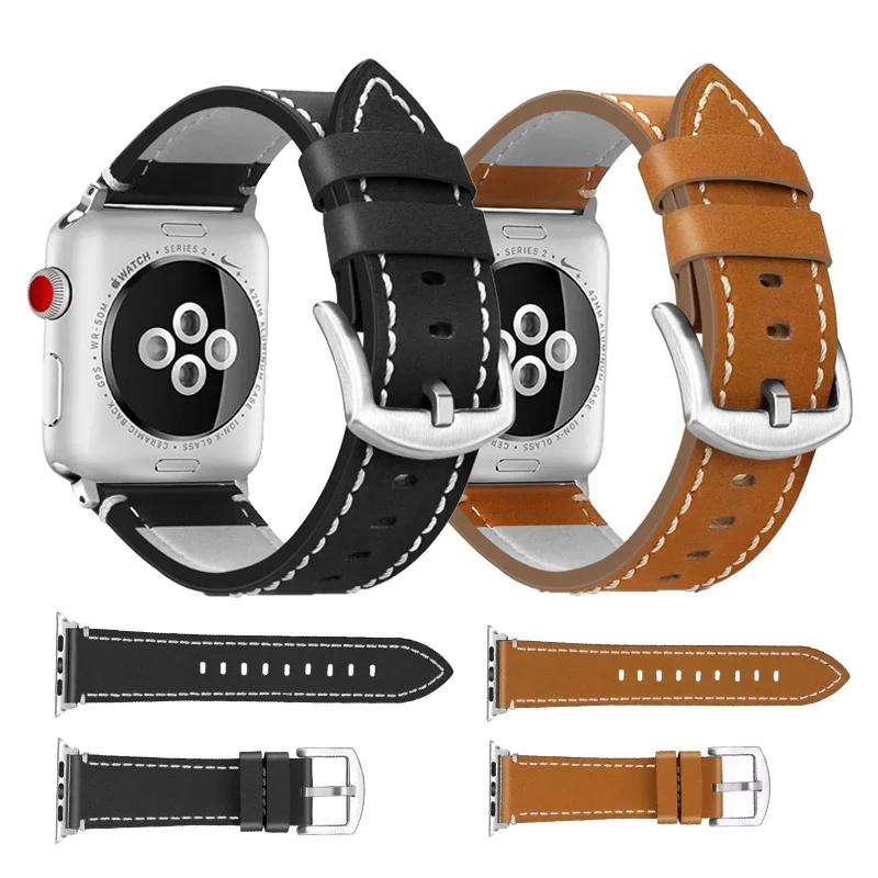 Samrt Watch Band for Apple Watch Band Series 6 SE 5 4 3 2 1 Leather Strap 44mm 38mm 42mm 40mm