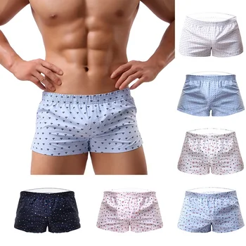 

2020 Men Underwear Boxer Shorts Loose Breathable Sleepwear Trunks Dot Print Men Shorts Underwear Panties Underpants Homme