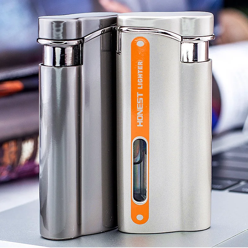 HONEST Straight Into The Purple Flame Inflatable Windproof Lighter Transparent Fuel Tank Creative Trend Cool Lighter Gift forMen