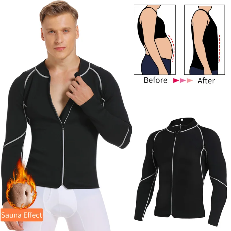 

Mens Slimming Body Shaper Waist Trainer Abs Abdomen Slim Shapewear Weight Loss Sweat Shirt Tummy Reducing Sauna Suit Male Corset