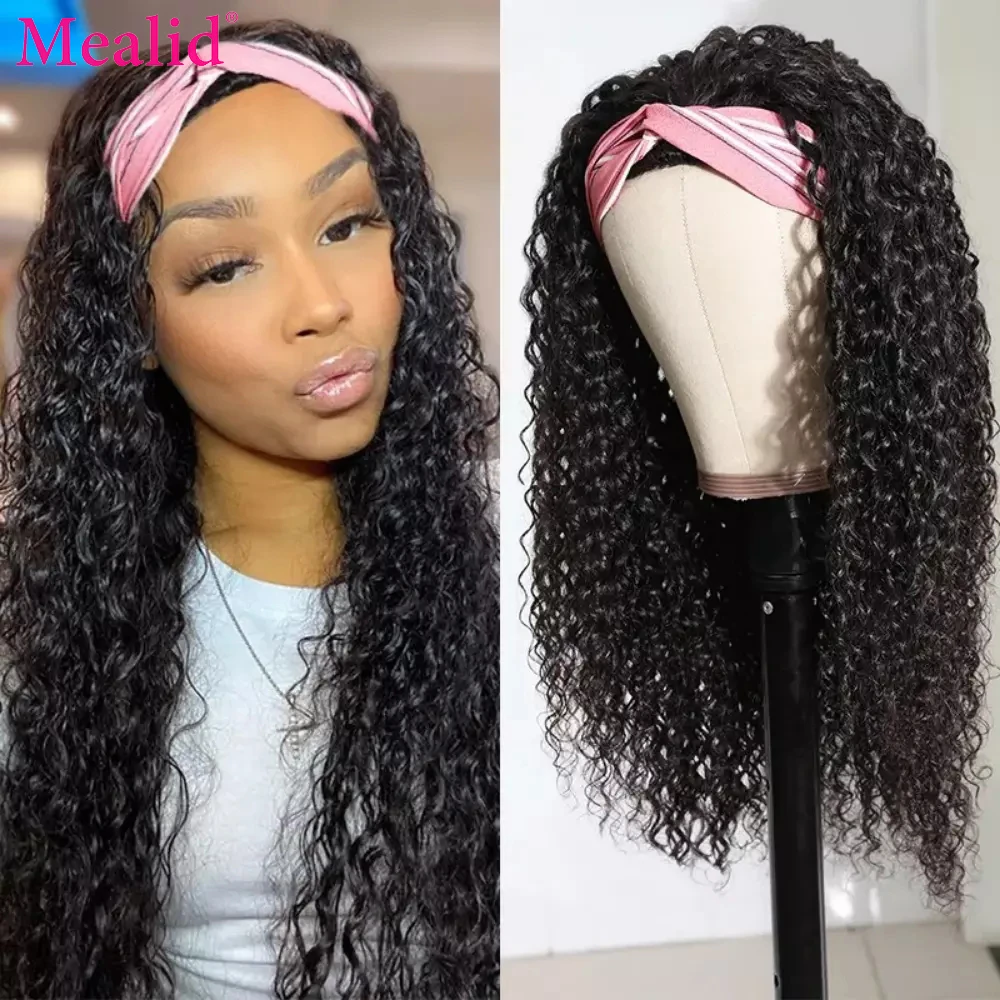 Mealid Brazilian Kinky Curly Human Hair Wigs Remy Headband Wigs For Women Natural Color 26 28 30 32 Inch Full Machine Made Wig Human Hair Lace Wigs Aliexpress