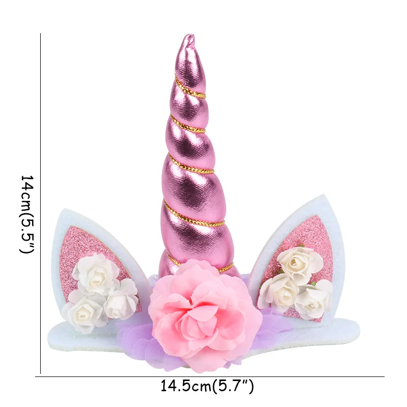 unicorn cake topper Розовый Единорог для вечеринки на день рождения для девочек, для детей, взрослых, набор воздушных шаров, одноразовые кружки, тарелки, салфетки, соломинки, флаги, вечерние украшения - Цвет: unicorn cake topper