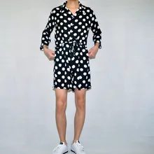 Оригинальные мужские весенние и летние Свободные нагрудные комбинезоны с короткими рукавами, соединенная одежда с волнистым узором