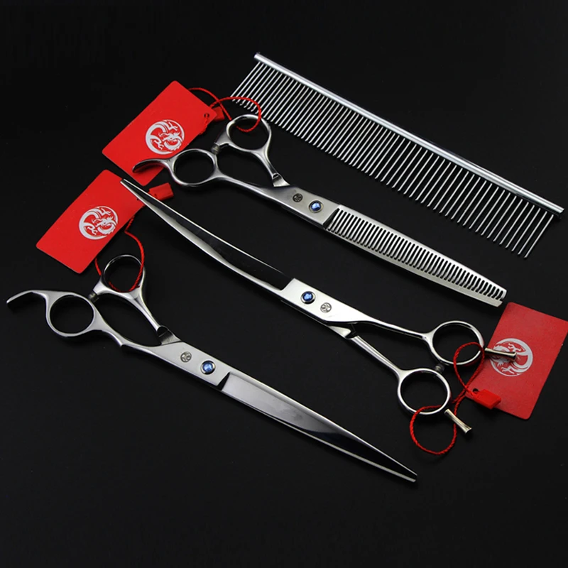 8" Silver Grooming Shears Pet Hairdresser Dog Grooming Scissors Cut Dog Scissors Professional
