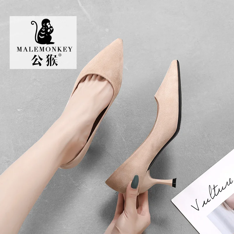 

Spring/Autumn Pumps Women Shoes Red Flock Slip-On Shallow Wedding Party Pointed Toe High Heels Pump Chaussures Femme