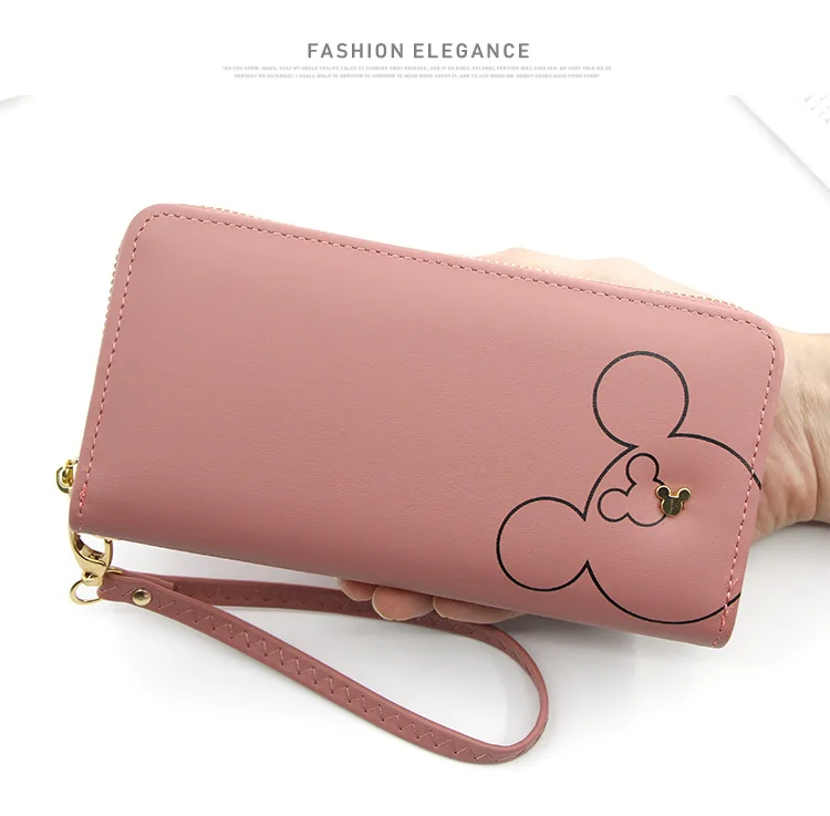 NEW Cute Design Wristband Women Long Clutch Wallet Female Money Purse Phone Pocket Large Capacity Lady Zipper Wallets Red Pink