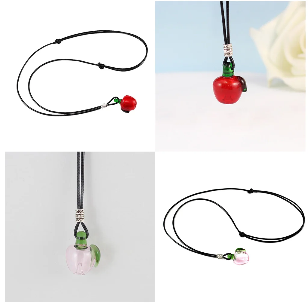 Handmade Lampwork Pendant Necklace Essential Oil Diffuser Glass Bottle Pink