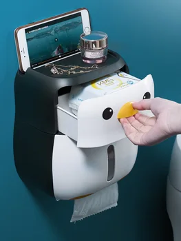 

Cartoon Toilet Tissue Box Paper Box Waterproof Mount Paper Towel Holder Perforated Roll Creative Wall Paper Bathroom Gift FH058