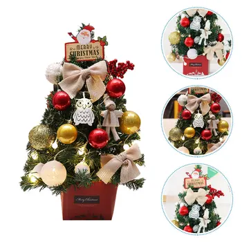 

1 Set Glowing Xmas Tree Kit Handmade Mini Xmas Tree Decors (Without Battery)