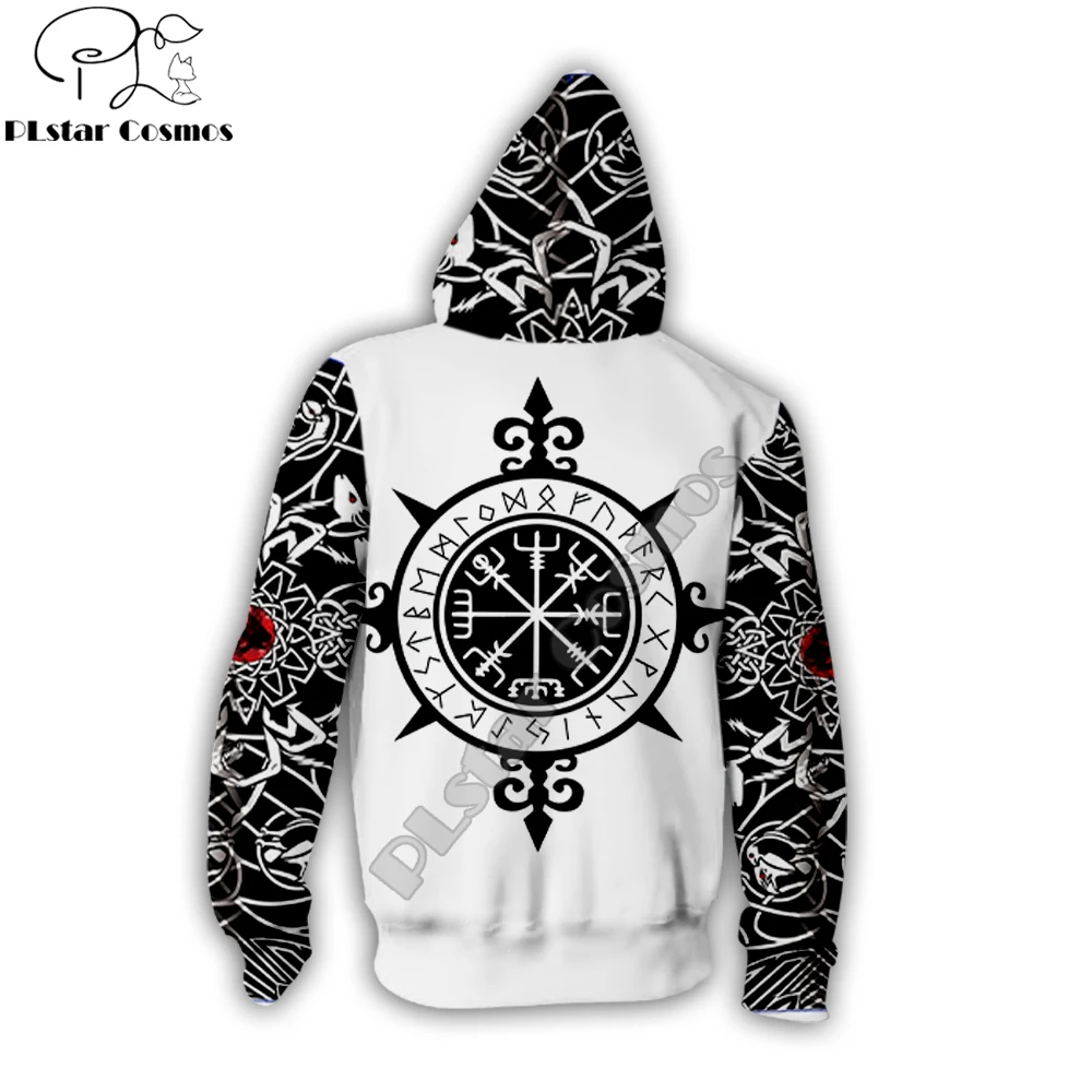 PLstar Cosmos New design Fashion zip hoodie Viking Tattoo 3D Printed Unisex Hoodie streetwear Casual jacket coat Drop ship