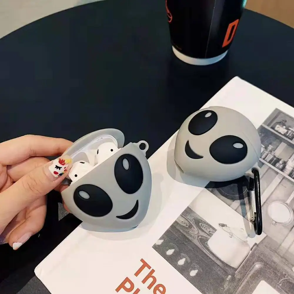 3D Симпатичные ET ALIEN светящиеся наушники Чехлы для Apple Airpods 1 2 Силиконовая защита Bluetooth наушники крышка аксессуары