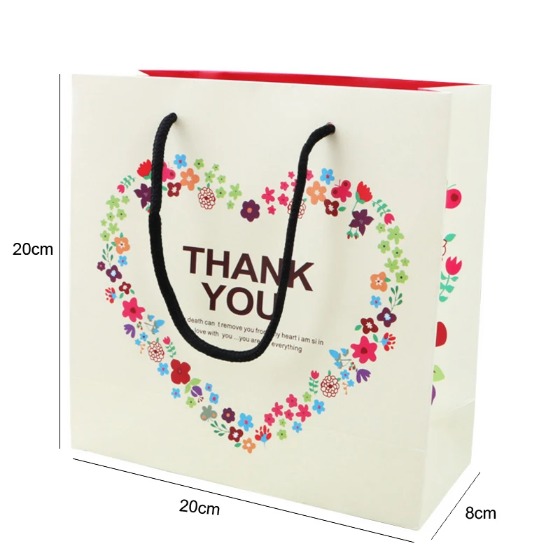 Pcs Lot Heart Thank You Paper Gift Bag With Handle cmxcm Capacity Storage Bag Packaging Gift Bags Gift Bags Wrapping Supplies Aliexpress