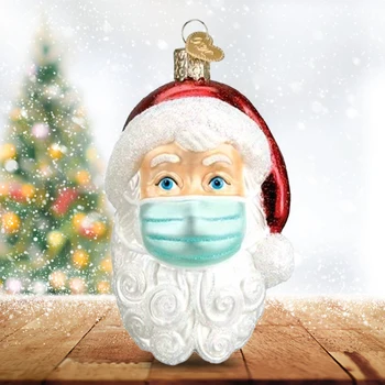 

2020 New Christmas Ornaments Pendant Santa Claus Wear Mask Pendants Christmas Holiday Pendant Three-Dimensional Head Hand-Drawn