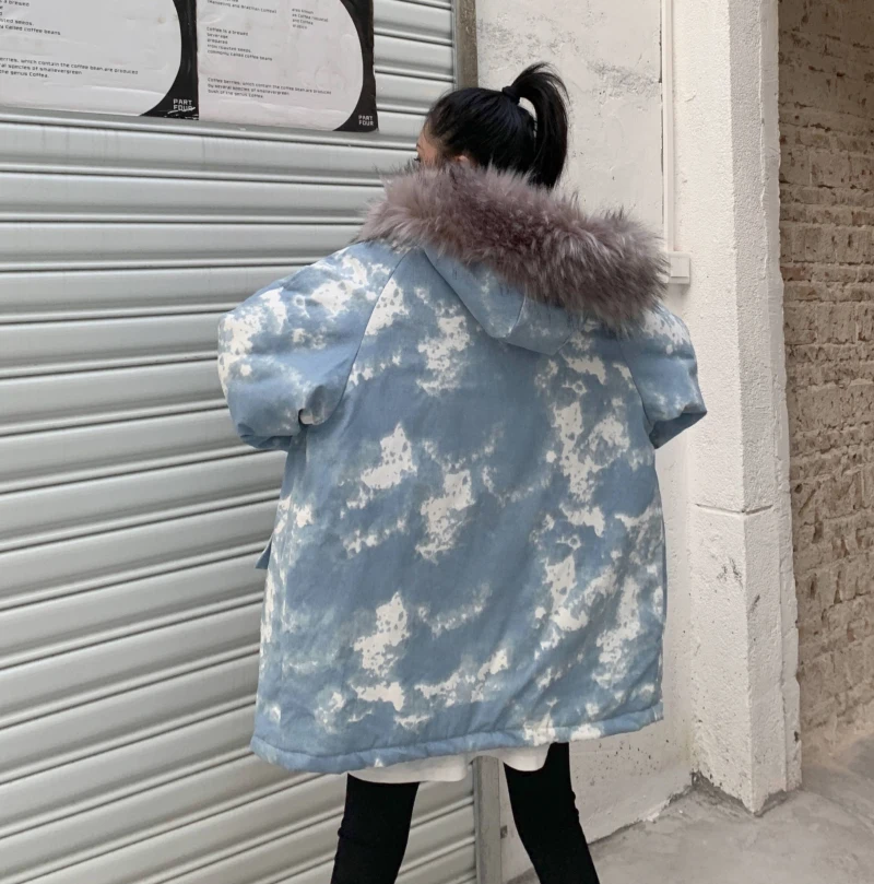 Корейская ins Harajuku винтажная BF Свободная куртка с капюшоном женская зимняя новая утолщенная камуфляжная Повседневная модная шикарная Женская куртка