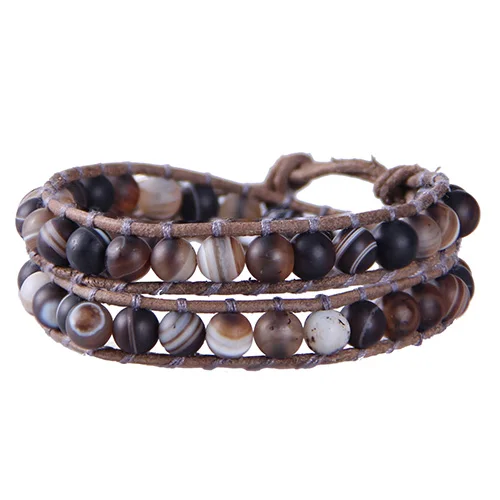 KELITCH Boho модные браслеты на запястье ювелирные изделия ручной работы очаровательные бисерные браслеты ювелирные изделия на кожаной веревочной цепочке регулируемые - Окраска металла: AZ2W-1509