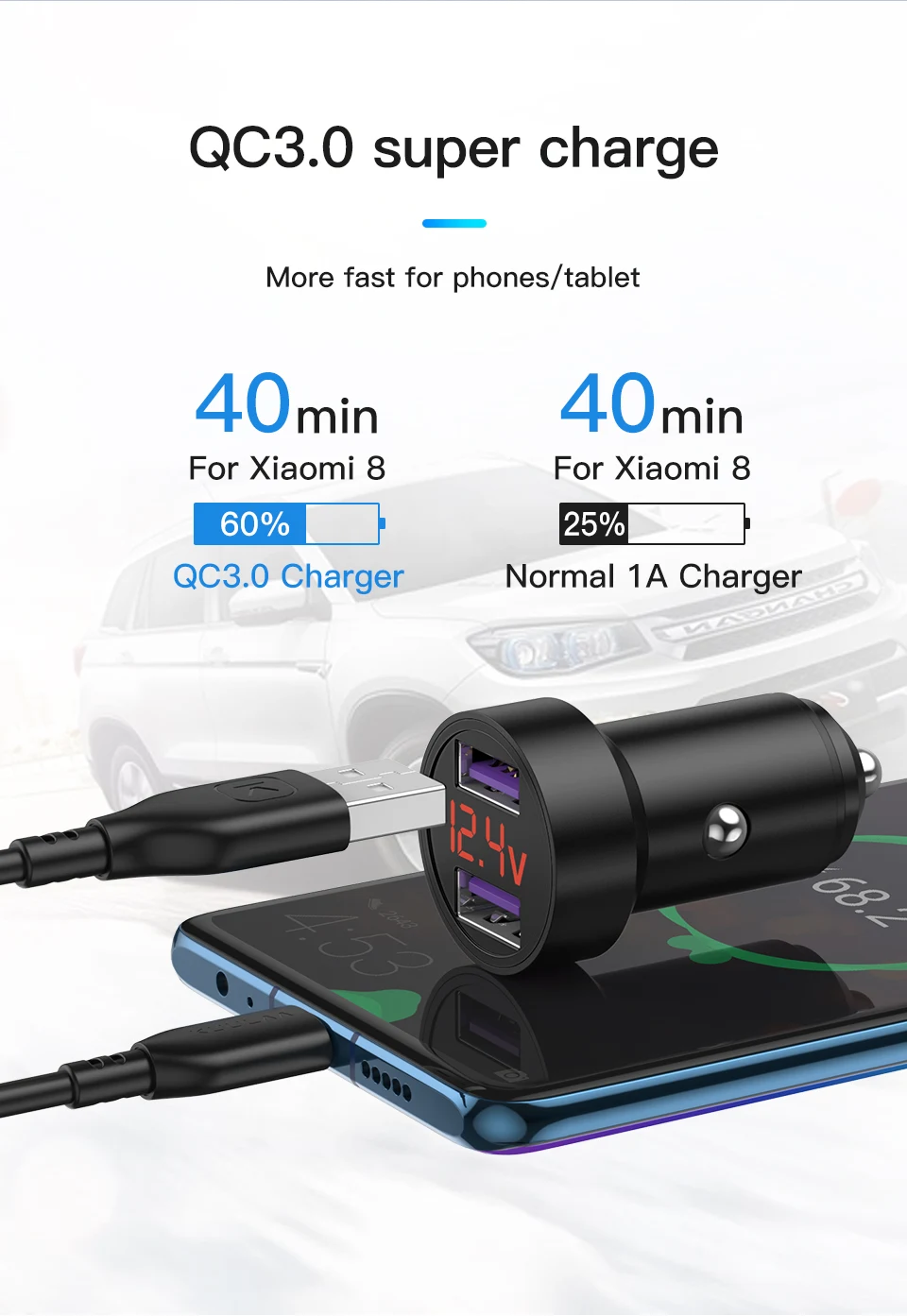 KUULAA Quick Charge 3,0 USB Автомобильное зарядное устройство для iPhone Xiaomi samsung huawei SCP QC3.0 QC Быстрая зарядка автомобильное зарядное устройство для мобильного телефона