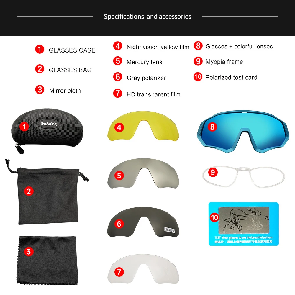 Поляризованные спортивные очки для горного велосипеда с 5 линзами,, мужские и женские очки для велоспорта, велосипедные солнцезащитные очки, очки для близорукости, очки для верховой езды