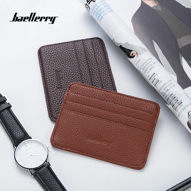 

Baellerry Card Holder PU Men Women Wallets Money Bag Mini Short Purse Leather Multi-card Ticket Holder Card Sets Thin Fashion
