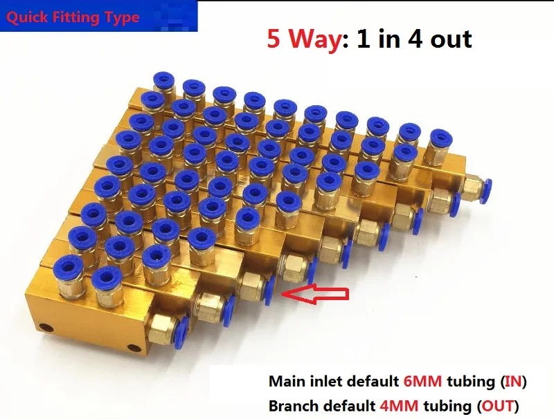 Quick fitting 5 way Пневматическое масло распределитель B тип регулируемый сепаратор система смазки распределительный клапан TK мульти путь 2~ 12 путь 6 мм 4 мм - Цвет: Quick fitting 5 way