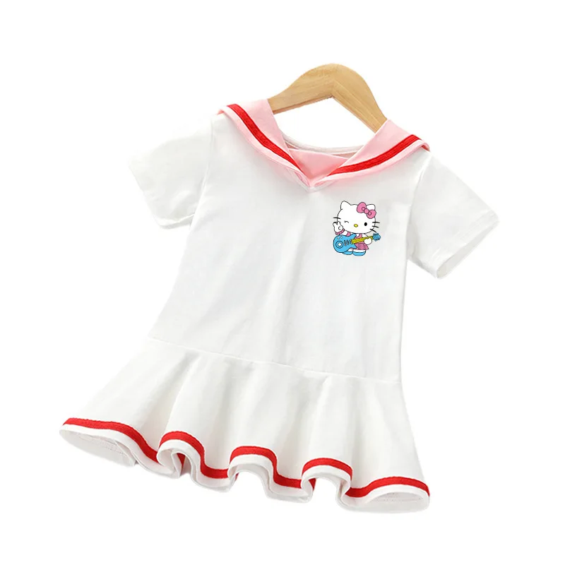 thumbnail image 1 of Hello Kitty nueva ropa para niños vestido dulce de dibujos animados niñas estilo extranjero de manga corta estilo universitario falda de princesa para bebé, 1 of 5