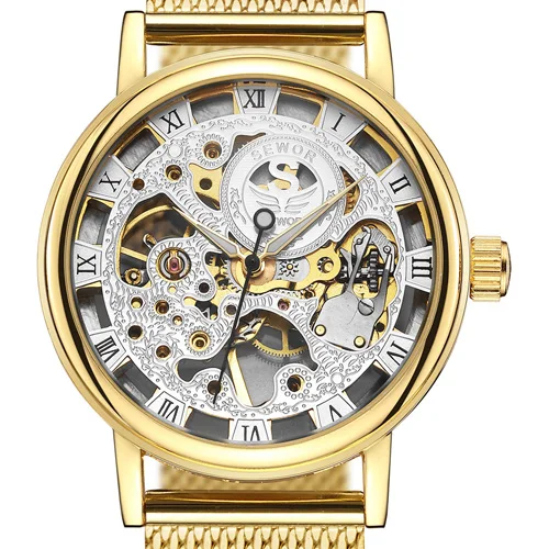 

SEWOR Watches Men Mechanical Watch Stainless Steel Mesh Strap Men Skeleton Watches Men Wristwatches montre homme reloj hombre