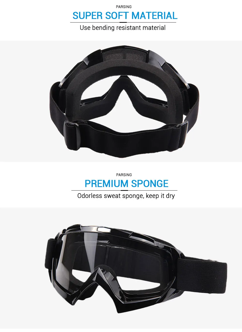 HEROBIKE Motorcycle Off-Road Racing Goggles Winter Skate Sled ATV Eyewear Motocross DH MTB Glasses Single Lens Clears