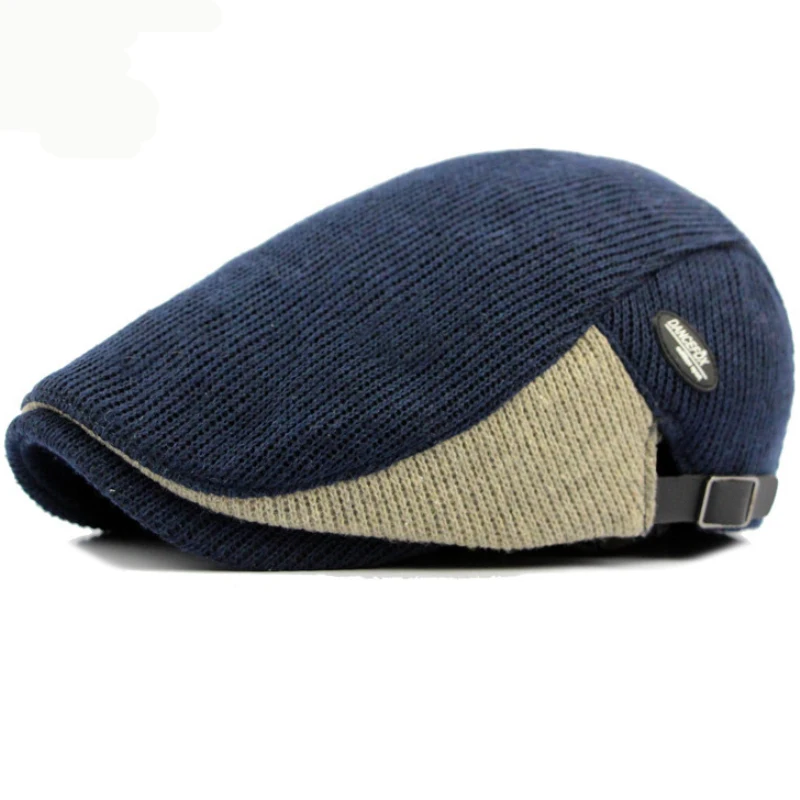 

HT2647 Berets Thick Warm Autumn Winter Hat Adjust Gastby Ivy Newsboy Flat Cap Men Women Knitted Hat Beret Cap Artist Painter Hat