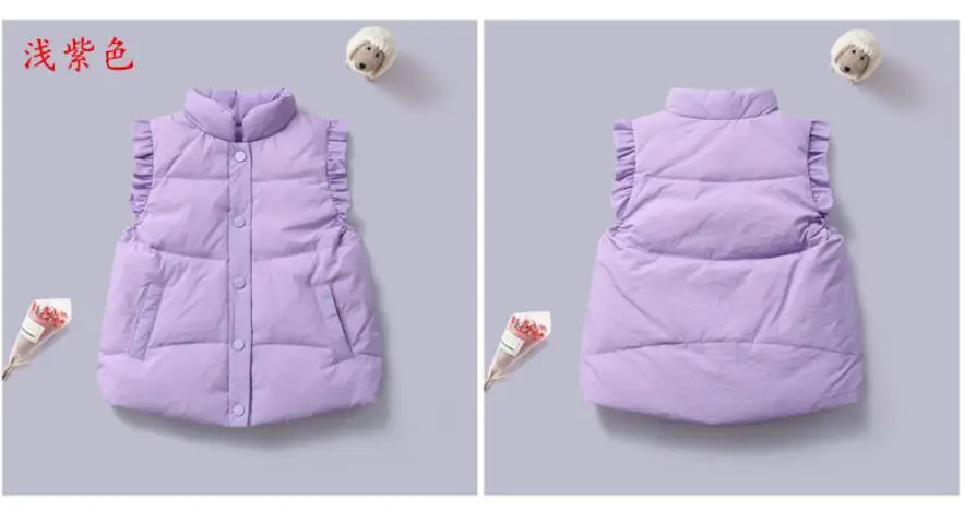 thick winter coat Thicken Warm Vest For Girls Ruffles Flower Hooded Waistcoats Down Jacket For 2-7 Years Kids Winter Clothes Cute Candy Color water proof coat