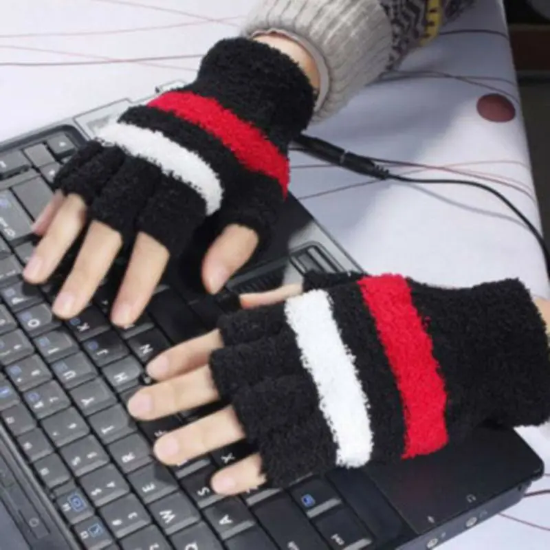 Высококачественные безопасные модные USB теплые зимние перчатки для женщин, теплые перчатки без пальцев