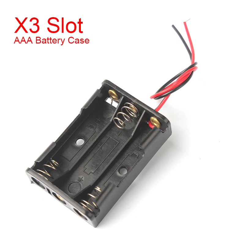 Caja de almacenamiento para baterías AAA, contenedor de 1, 2, 3 y 4 ranuras con cable de plomo, DIY