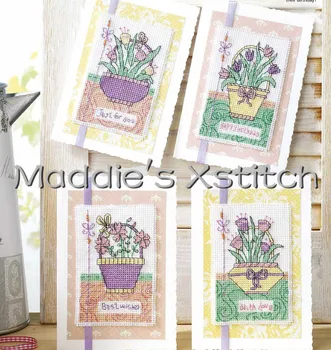 

CD127 Cross Stitch Kit Card Package Greeting Card Needlework Counted Cross-Stitching Kits Christmas Gift Birthday Basket Cards